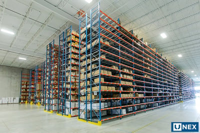 UNEX Span-Track Bed in Warehouse with Vertical Space Utilization