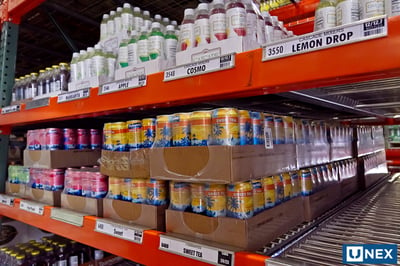 UNEX Span-Track Lane in a beverage distribution center using FIFO method