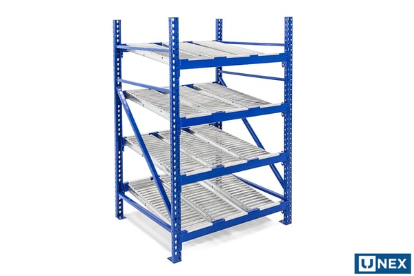 UNEX Roller Rack with SpanTrack Lane - Roller Carton Flow