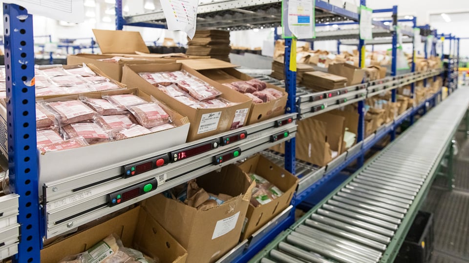 flowcell gravity flow racks for meal kit providers