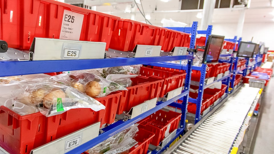gravity flow racks for meal kit order fulfillment